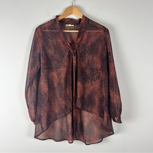 Gianni Bini Printed Sheer Blouse Small